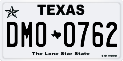 TX license plate DMO0762