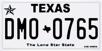 TX license plate DMO0765