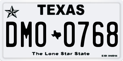 TX license plate DMO0768