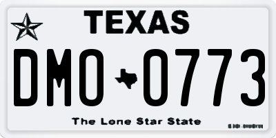 TX license plate DMO0773