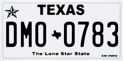 TX license plate DMO0783