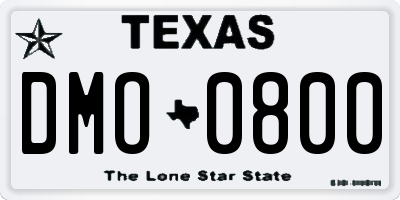TX license plate DMO0800