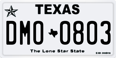 TX license plate DMO0803