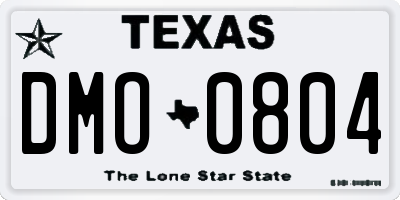 TX license plate DMO0804