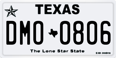 TX license plate DMO0806