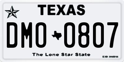 TX license plate DMO0807