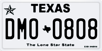 TX license plate DMO0808