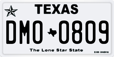 TX license plate DMO0809