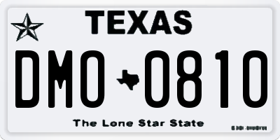 TX license plate DMO0810