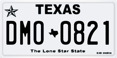 TX license plate DMO0821