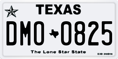 TX license plate DMO0825