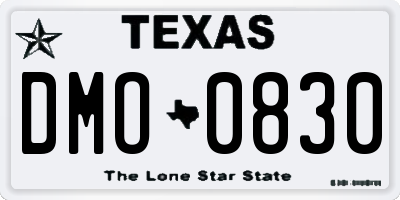 TX license plate DMO0830