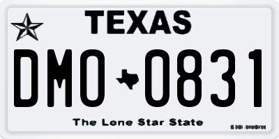 TX license plate DMO0831