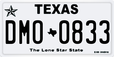 TX license plate DMO0833