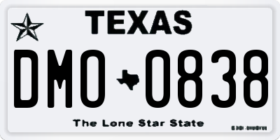 TX license plate DMO0838