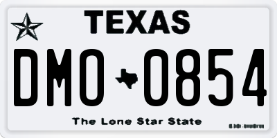 TX license plate DMO0854