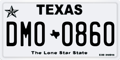 TX license plate DMO0860