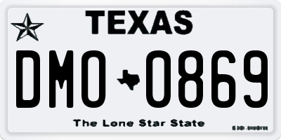 TX license plate DMO0869