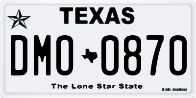 TX license plate DMO0870