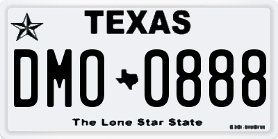 TX license plate DMO0888
