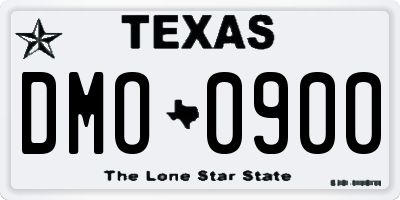 TX license plate DMO0900