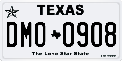 TX license plate DMO0908