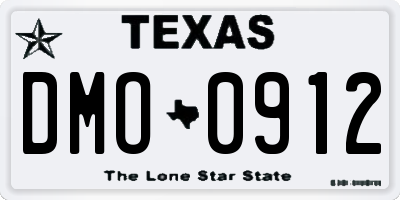 TX license plate DMO0912