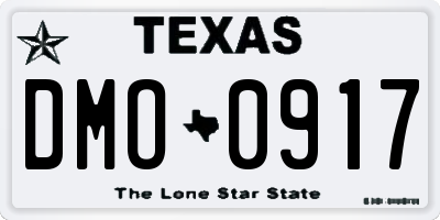 TX license plate DMO0917