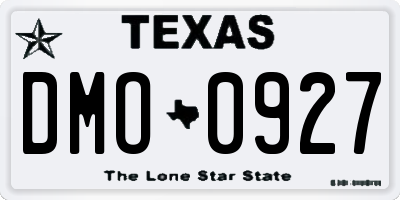 TX license plate DMO0927
