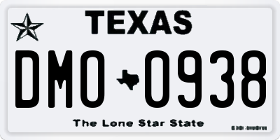 TX license plate DMO0938