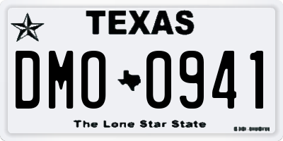 TX license plate DMO0941
