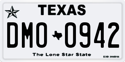 TX license plate DMO0942
