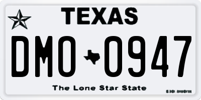 TX license plate DMO0947