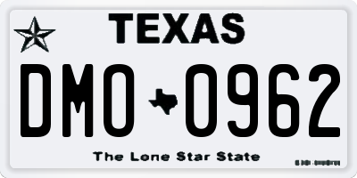 TX license plate DMO0962