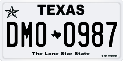 TX license plate DMO0987