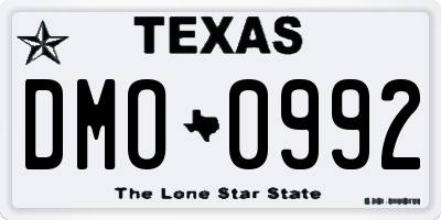 TX license plate DMO0992