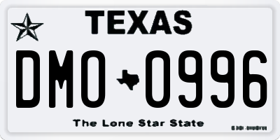 TX license plate DMO0996