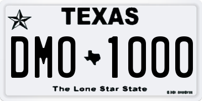 TX license plate DMO1000