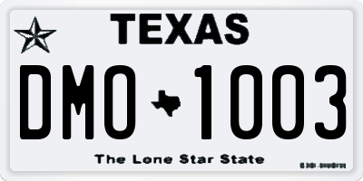 TX license plate DMO1003