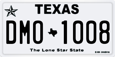 TX license plate DMO1008