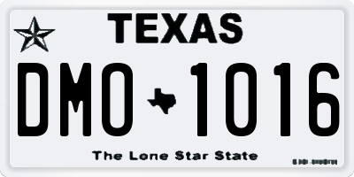 TX license plate DMO1016