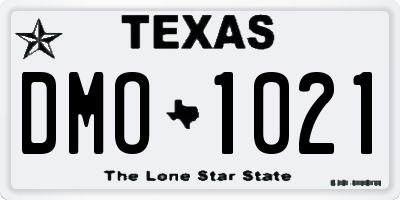 TX license plate DMO1021