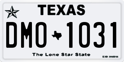 TX license plate DMO1031