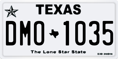 TX license plate DMO1035