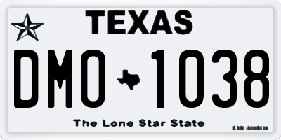 TX license plate DMO1038