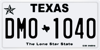 TX license plate DMO1040
