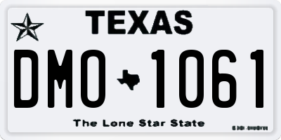 TX license plate DMO1061