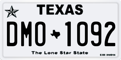 TX license plate DMO1092