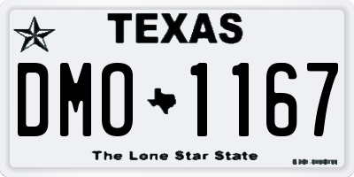 TX license plate DMO1167