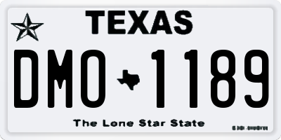 TX license plate DMO1189